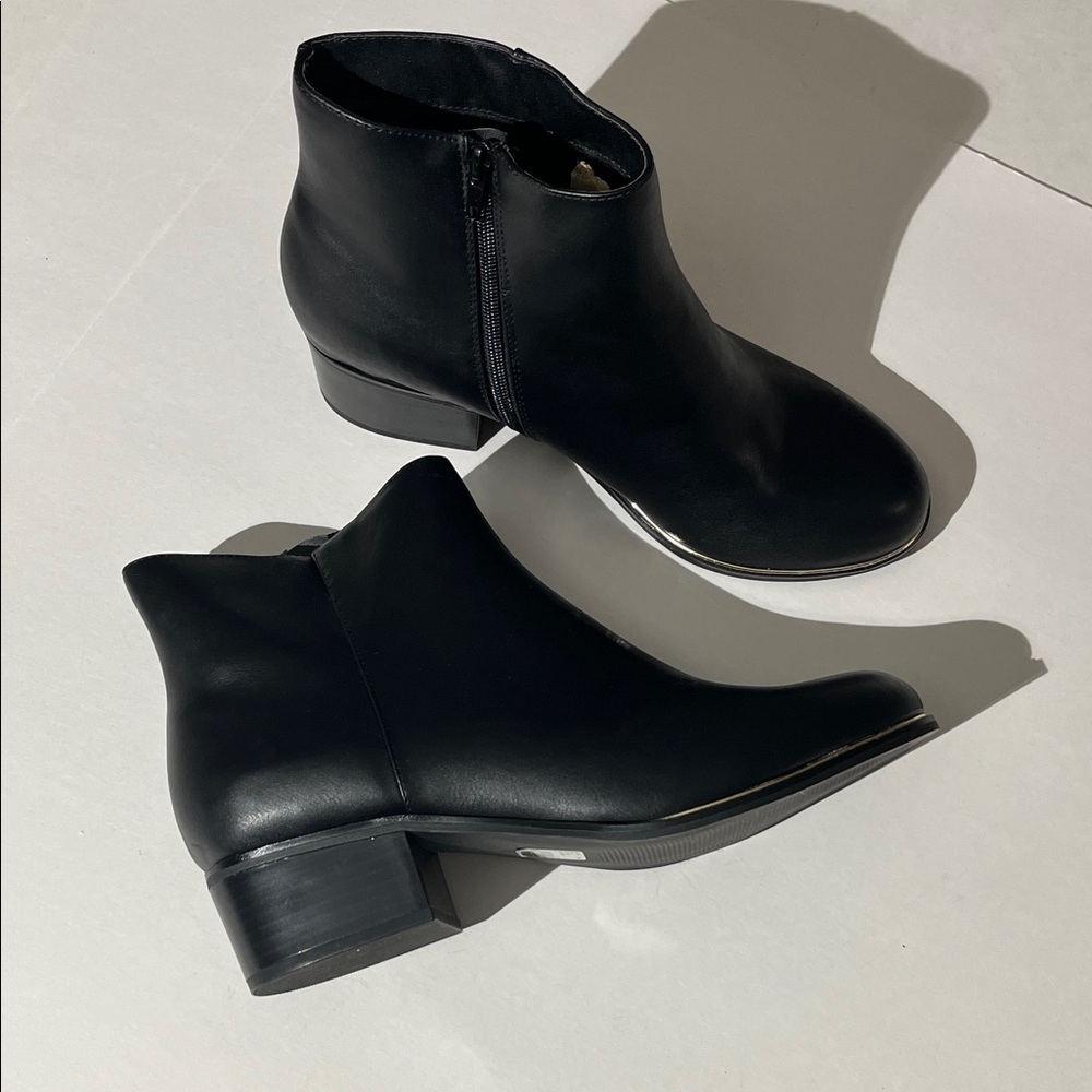 Lane Bryant Black Ankle Booties Boots Shoes Side Zipper sz 12W NEW Vegan Leather